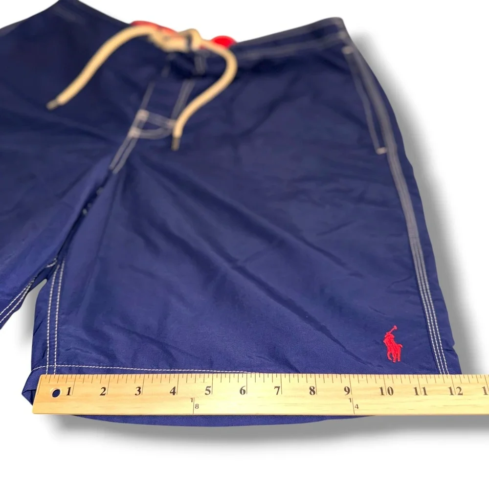 Polo Ralph Lauren‎ Swim Trunks Men XL Navy Blue Cargo Pocket Contrast Stitching